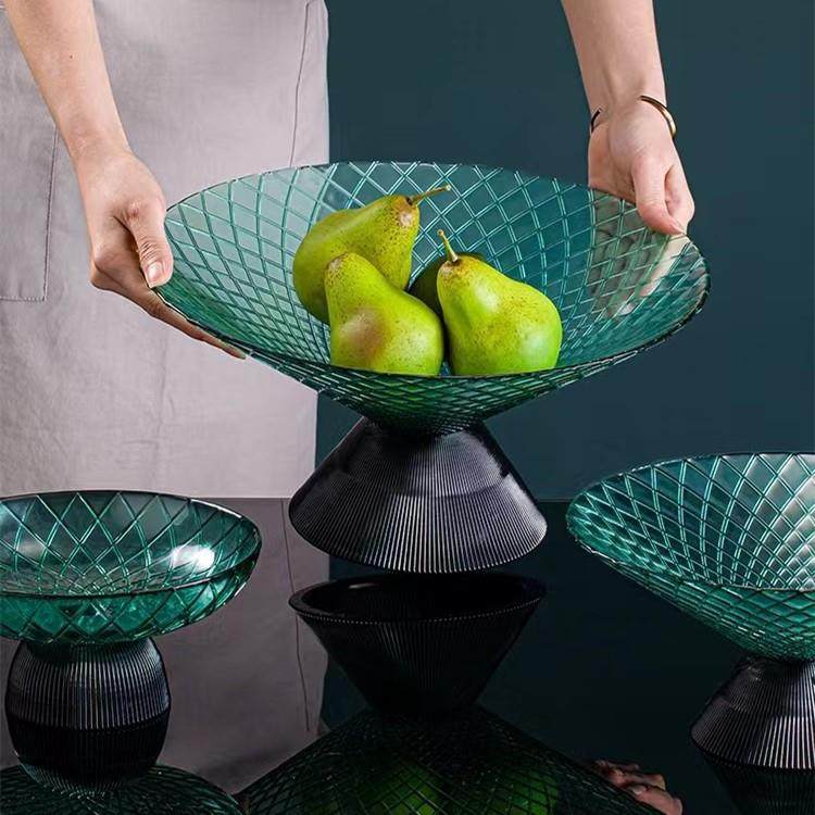 新款简约格调装饰摆设创意客厅茶几个性糖果零食盘水晶玻璃水果盘