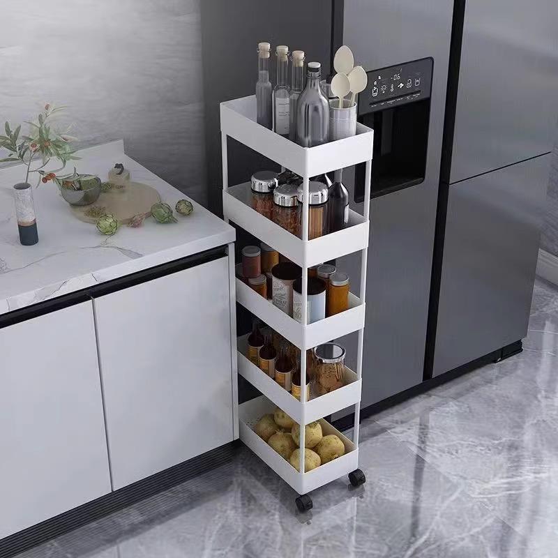 厨房夹缝小推车落地置物架菜篮子冰箱侧收纳超窄缝隙卫生间架子