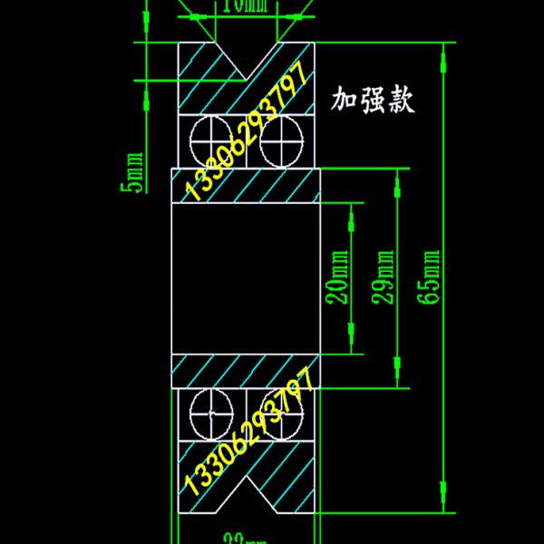 双列球精密V型槽导向滑轮轴承内径20mm外径65mm外圈厚22mmV槽宽10