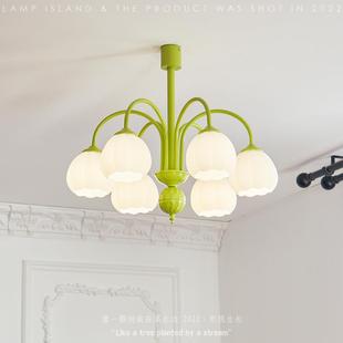 儿童房餐厅灯具 复古中古包豪斯风格 灯岛 田园奶油风卧室花苞吊灯
