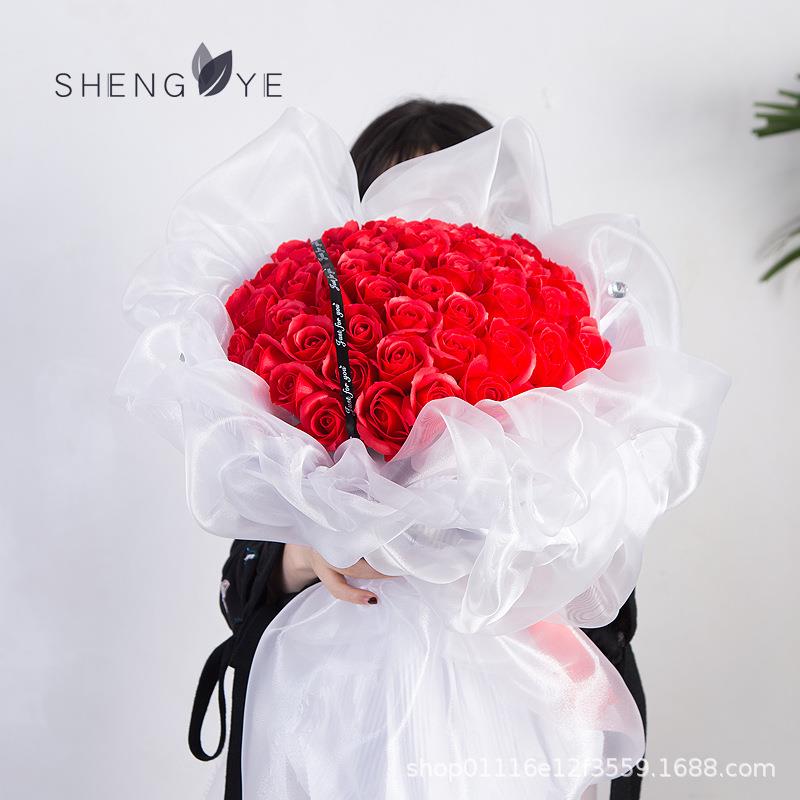 七夕情人节母亲节永生玫瑰香皂花52朵送闺蜜女朋友爱人生日礼品