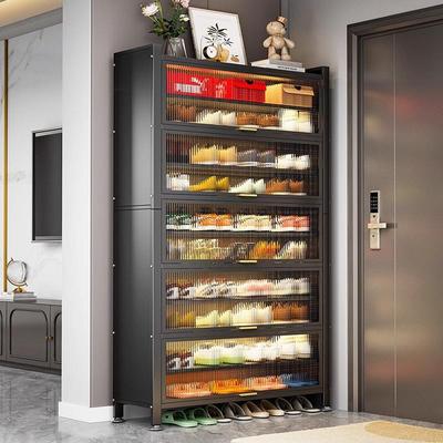 钢制鞋柜防尘入户家用门口玄关柜新爆款大容量铁艺上翻门多层鞋架