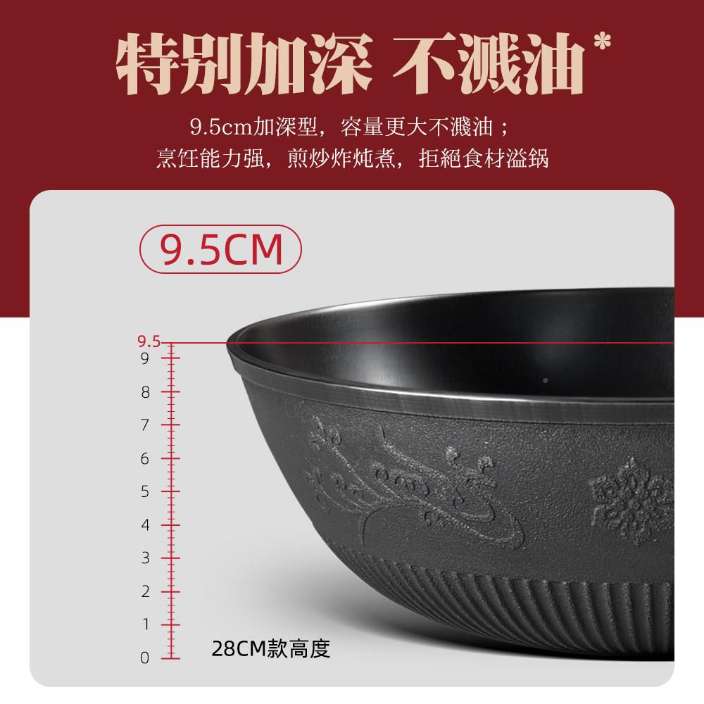 铸铁锅小锅一人食无炉涂层炒不沾锅氮化瓦斯炉电磁生铁炒锅