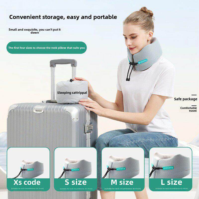 睡猫U型枕记444忆棉u形枕护颈铁枕颈坐车飞机枕高行旅便携脖子护