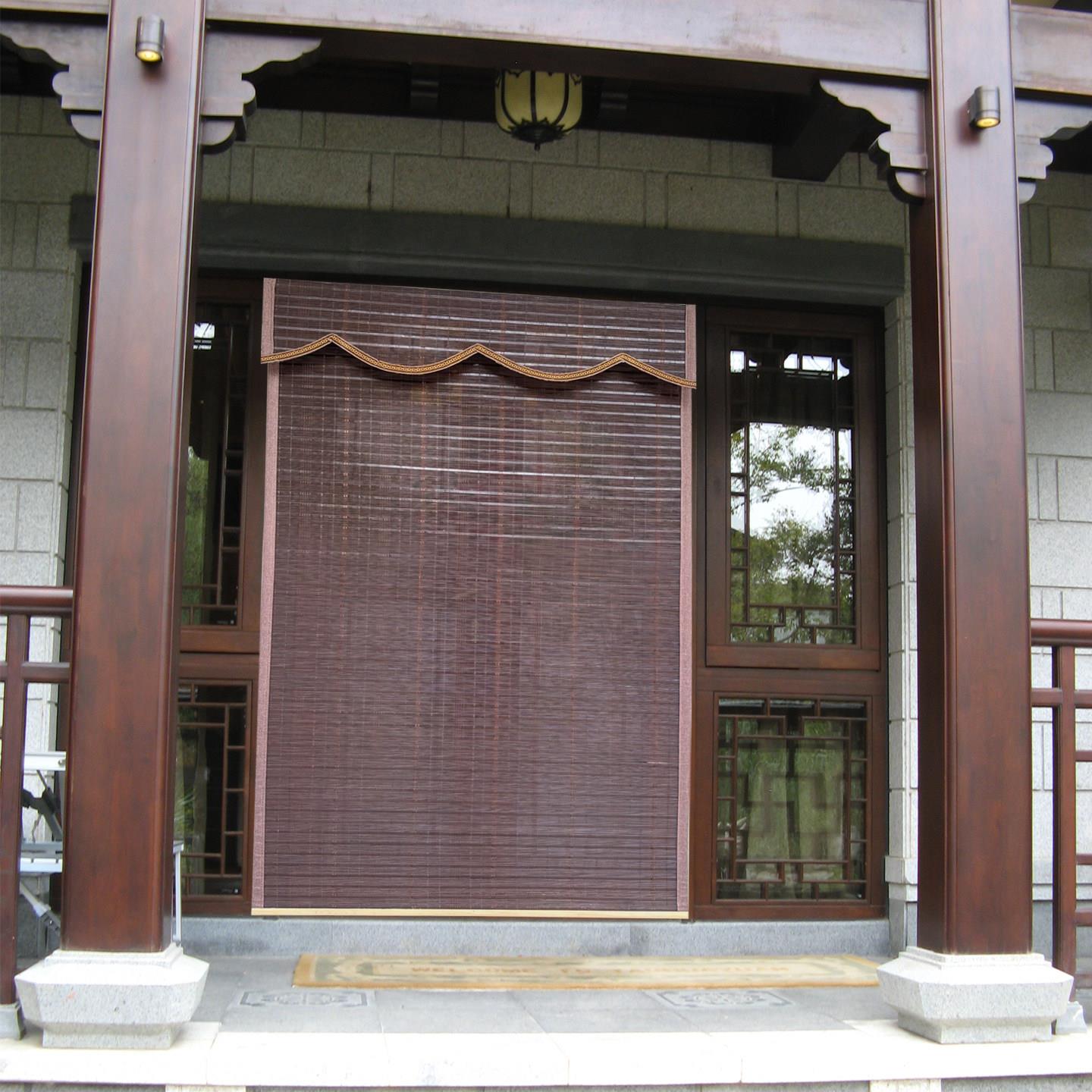 竹帘入户手防掀蚊隔门帘遮阳热复古中式窗帘卷隔帘定制ML-0611茶