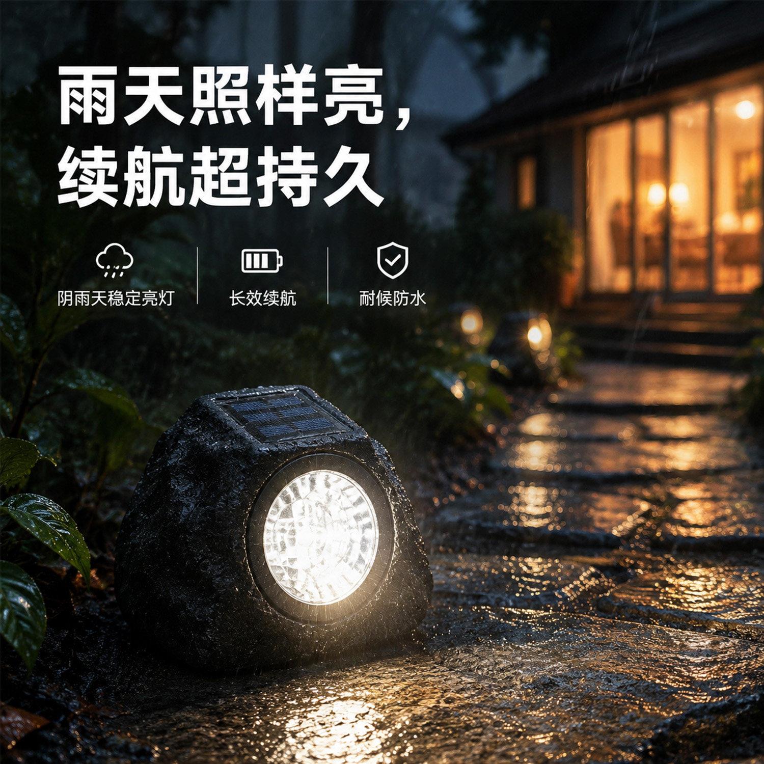 太太阳能石阳石头灯户外防水庭院射灯树用花家园能景观灯防水免插