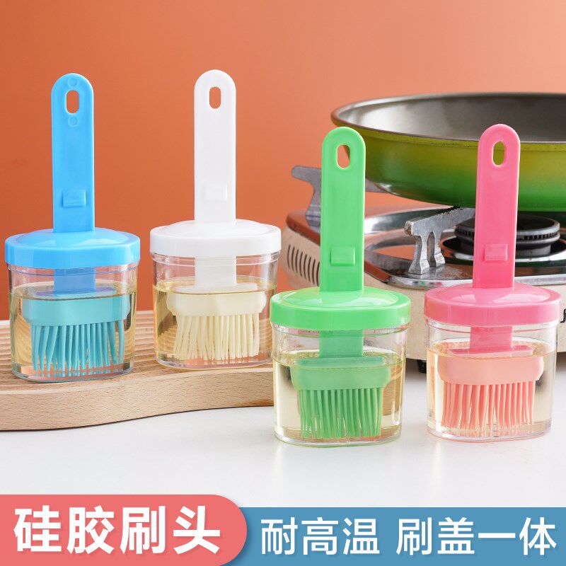 速发油刷体家用耐高温硅胶油刷带瓶厨房烙烤烧饼烘焙一子油刷瓶其