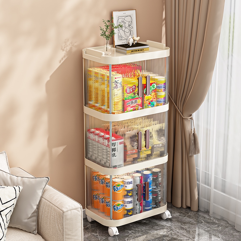 速发零食小推可置物架落地储物架家用书架客厅收纳带车移动柜轮收