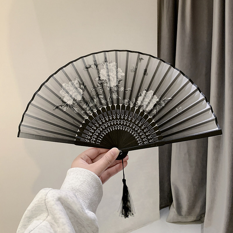 速发古风扇服折扇中国风中子古典舞蹈折叠随身携带汉式古装夏季竹