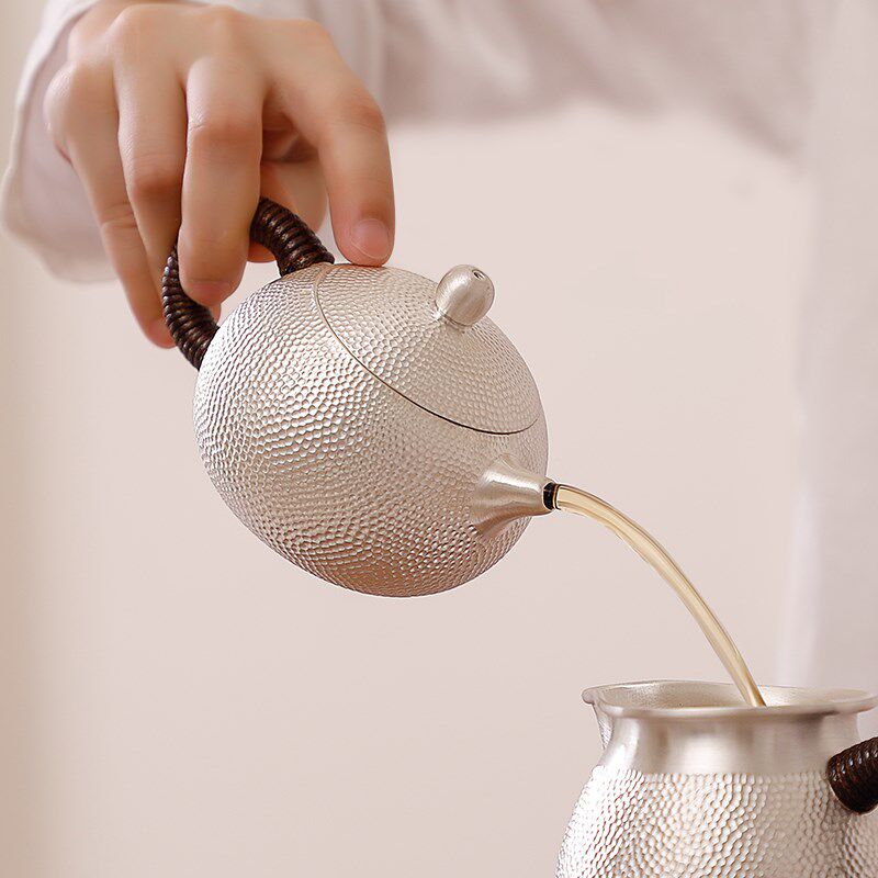 速发银茶壶手夫号银制功工茶具煮茶小足西施银壶泡