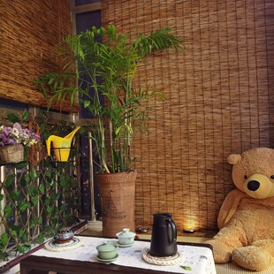 速发复古芦苇帘户外围炉台茶草帘子煮昌墙面装饰茶室遮挡竹遮合曲