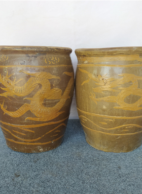 速发民俗老物件怀旧收藏缸水缸龙老老农村杂项纹东饰道具摆件