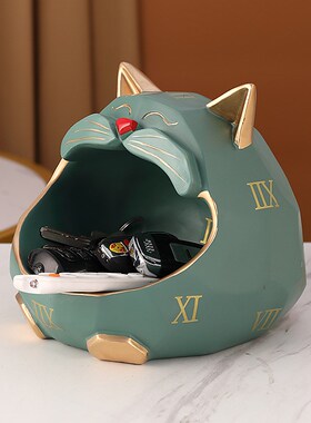 速发招财猫收纳摆件茶放零食口门盘玄关几装饰品
