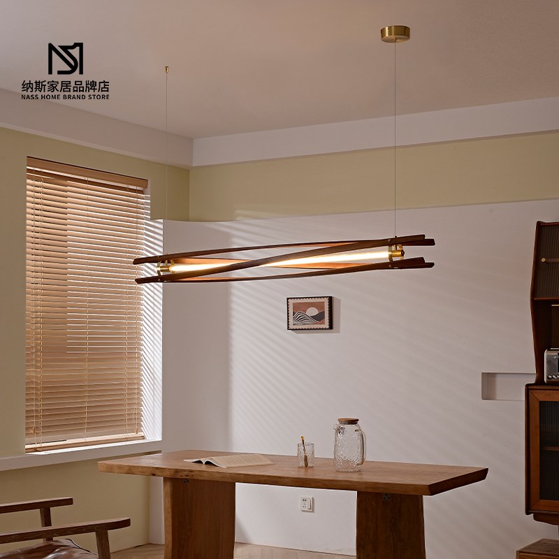 速发法式餐厅吊灯设计师侘寂风台木黄铜茶室客厅岛实民宿长条吊灯
