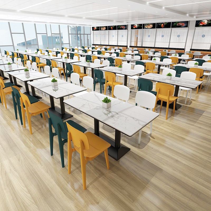 速发桌子餐店商用早餐快餐小吃奶茶一洽谈学生食堂长方形饮桌四椅