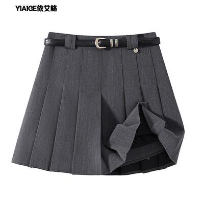 学风灰色百裙短裙小个子百搭显瘦纯院色高腰A女字半身裙J204727-1