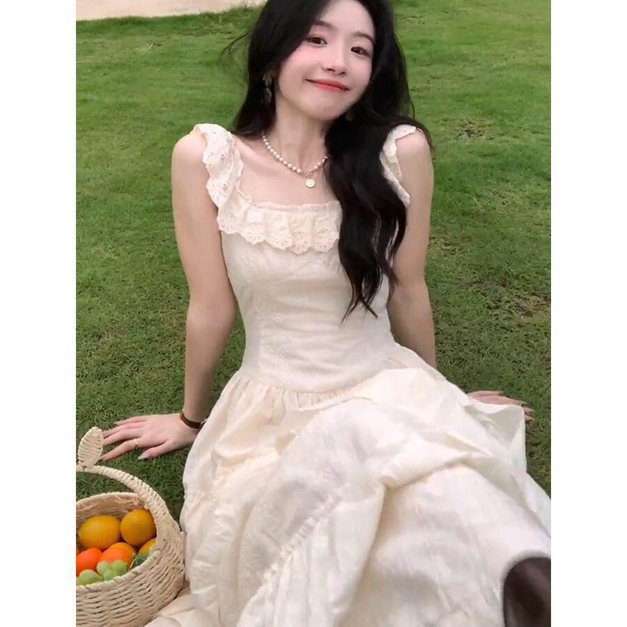 装甜美吊洋女夏季高WTJ24级赶温柔风初恋公裙主蛋糕裙收腰带蓬蓬