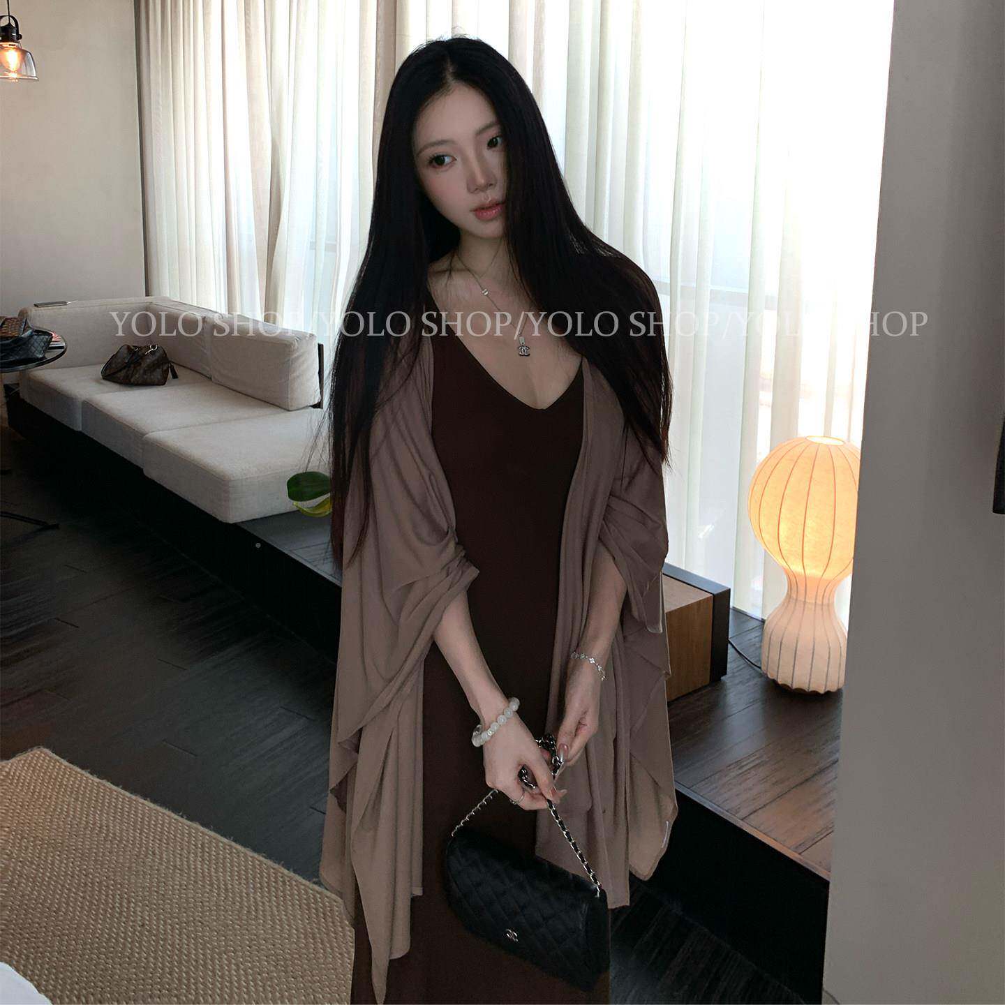 YS26072OYOLO SHP 智性美人成分顶顶 丝前后天两穿连衣开裙女夏氛