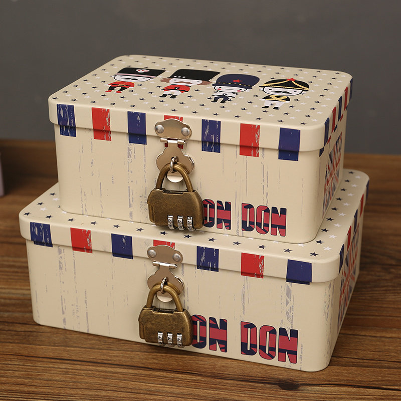 铁盒子收纳盒儿童储物盒家用发绳发夹铁箱子密码盒子小箱子杂王金,收纳整理,手机收纳盒,淘宝优惠券,粉丝福利购,淘宝优惠卷