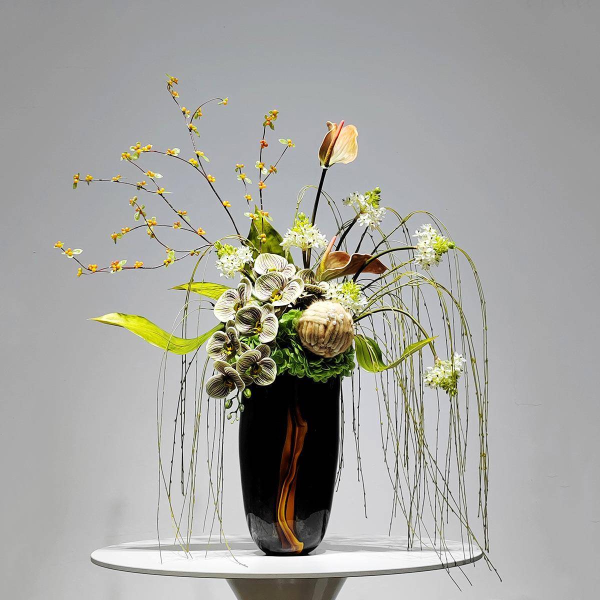 现代高端花瓶插花束套装客厅仿真花艺饰品别墅售楼处玄关边几软装