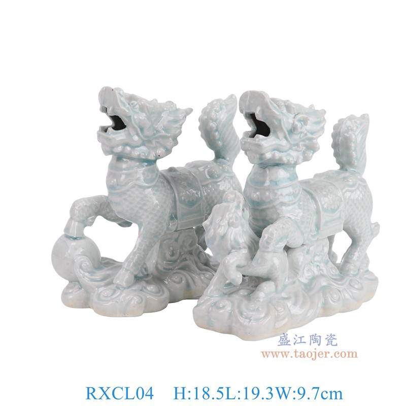 景德镇陶瓷雕塑狮子狗老虎青釉麒麟马家居书房玄关博古架装饰摆件