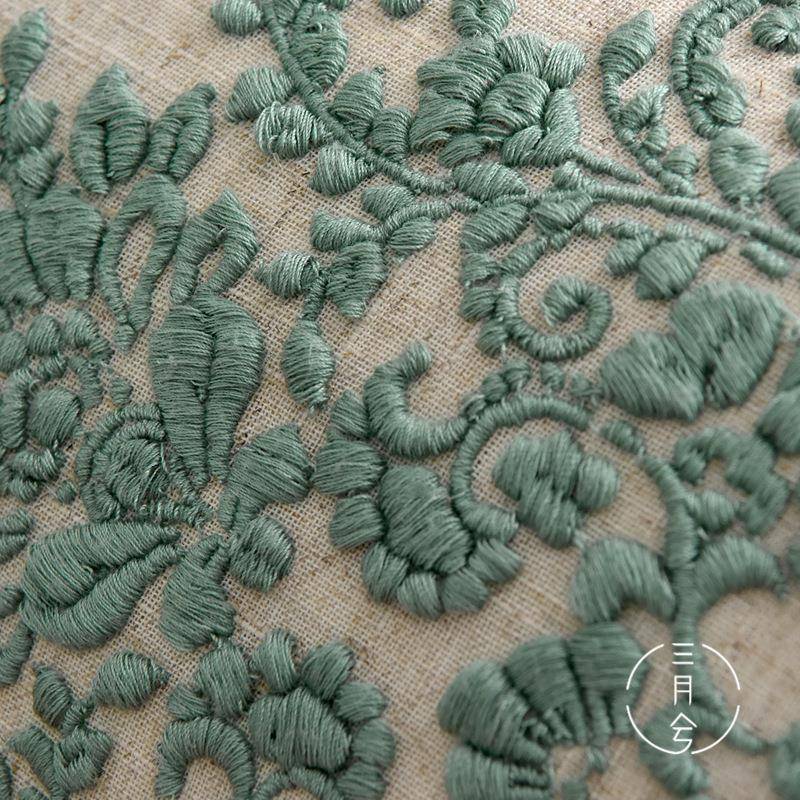 轻奢美式棉麻抱枕绣花靠垫套样板间床品简约床头靠枕盘花复古