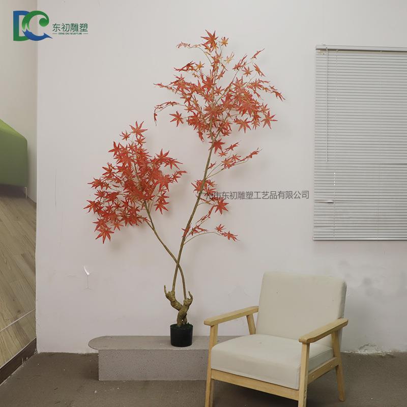 仿真红枫树盆栽家居盘景摆件新款小树百搭款式仿真植物不挑场地