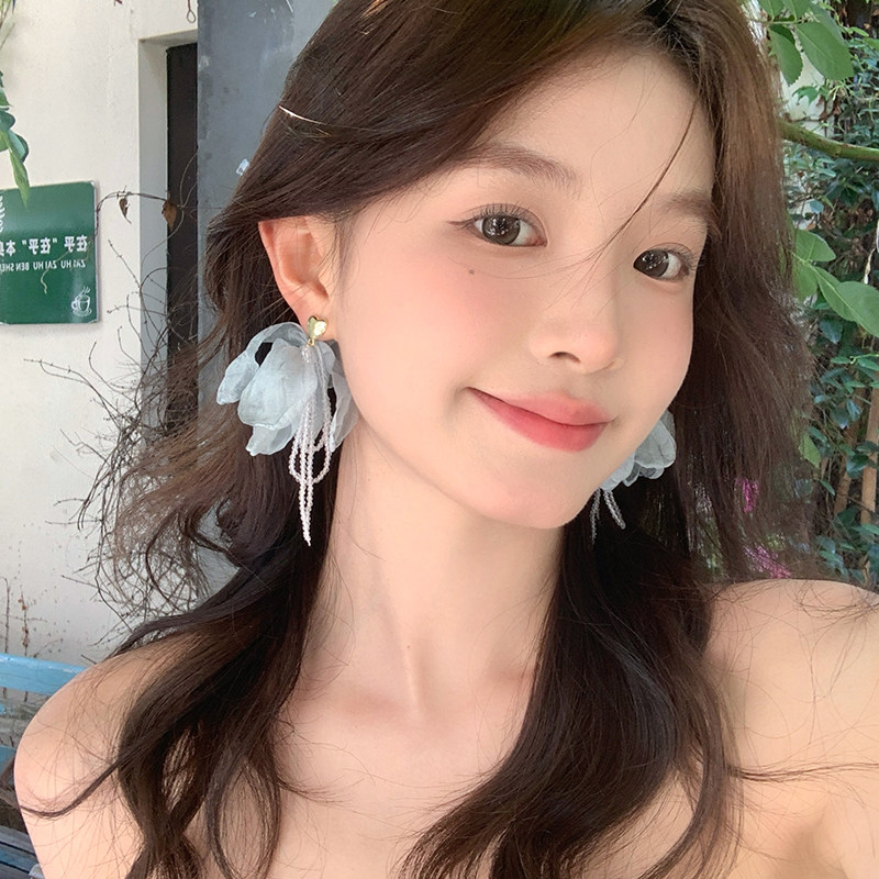 【我的脸很圆】海边度假风花朵爱心气质女流苏氛围感仙气耳钉耳饰