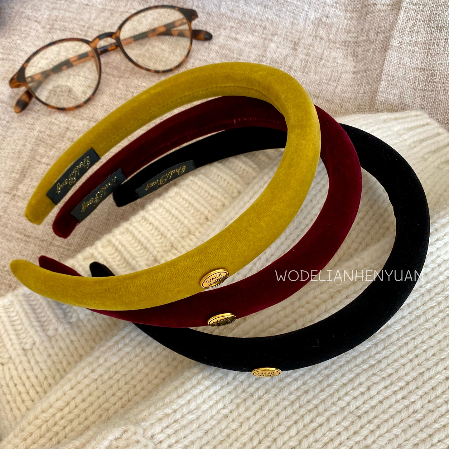 【我的脸很圆】2025新款秋冬植绒金标发箍简约百搭日常高颅顶发箍