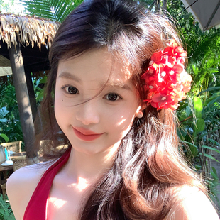 【夏季新品来袭丨开抢前4小时2件8折】红色绣球花发夹