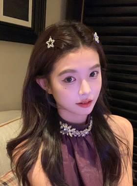 【我的脸很圆】韩系水钻小星星发夹千金风公主头刘海发夹发饰女生