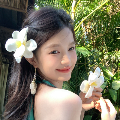 【我的脸很圆】氛围感拍照百玉兰花发夹出游百搭度假风发饰配饰女