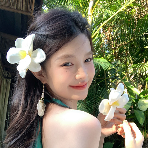 【我的脸很圆】氛围感拍照百玉兰花发夹出游百搭度假风发饰配饰女