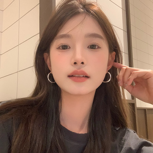 【我的脸很圆】简约日常通勤素圈耳环银色百搭温柔气质耳饰女生