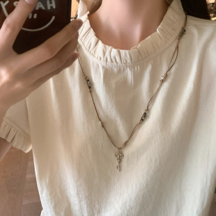 【我的脸很圆】小众设计浮雕钥匙吊坠项链高级爱心锁芯编绳毛衣链