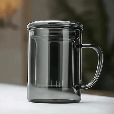 耐热玻璃泡茶杯茶水分离家用办公室带把大容量茶杯个人专用绿茶杯