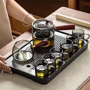 高硼硅玻璃茶具套装过滤小型办公室喝茶套轻奢高档泡茶壶耐热烟灰