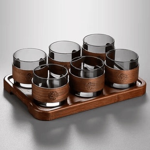 茶杯防烫小茶杯家用客厅品茗杯茶具茶杯茶具泡茶玻璃耐热双层玻璃