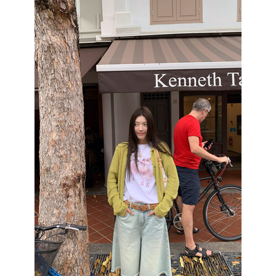 【牛油果】春季bi入ins博主同款超级显白好穿的绿色镂空小开衫