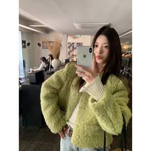 牙套大汪 【薄荷少女】 环保皮草皮毛一体2025独特超好看外套女