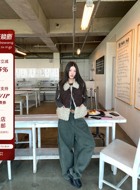 牙套大汪10/20 20点【巧克力糕】设计感拼接皮毛一体环葆皮草马甲