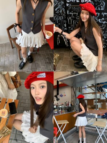 牙套大汪 【法式甜心】简约百搭针织独特漂亮马甲背心无袖马甲女