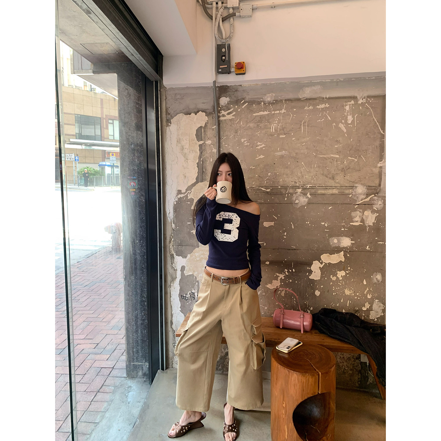 牙套大汪【科切拉】美式复古立体口袋阔腿九分工装裤