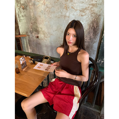 牙套大汪 现货！【open酷酷】百搭休闲裤撞色美式三条杠抽绳短裤