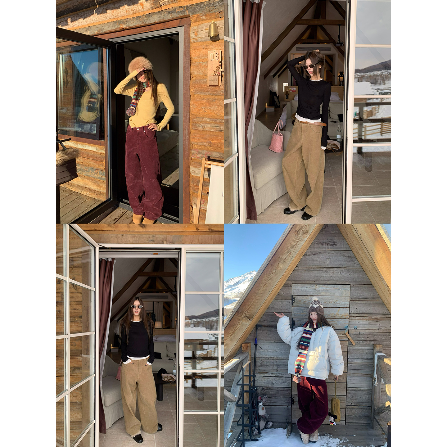 牙套大汪【沙棘葡萄】灯芯绒直筒休闲裤女冬宽松百搭软糯阔腿裤