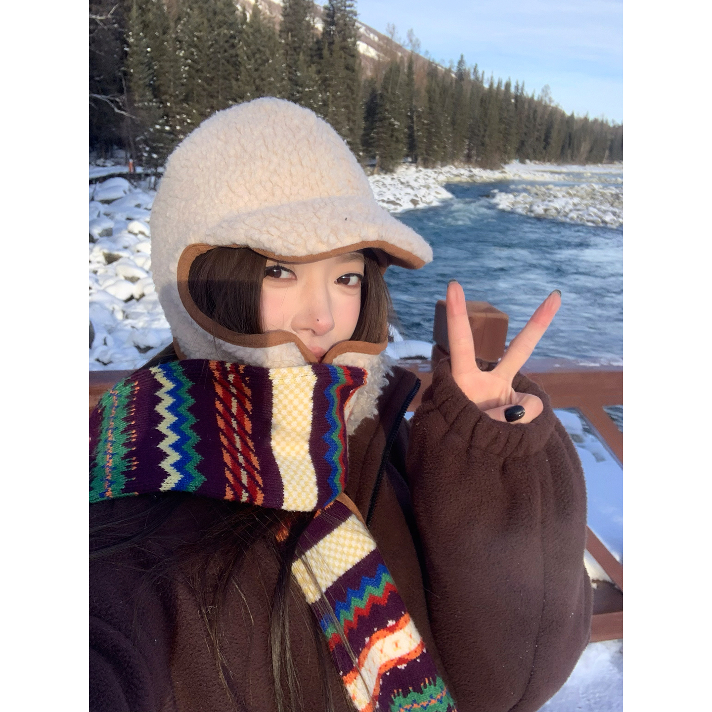 牙套大汪【时髦精】秋冬保暖毛绒帽小众时尚百搭女显脸小包头帽子