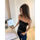 上衣女外穿印花可爱黑色抹胸内衣无肩带 新款 牙套大汪 迷迷
