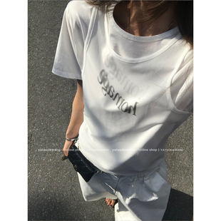 同L 牙套大汪 现货 短袖 c歪果仁都要来问链接时髦T 薄雾T