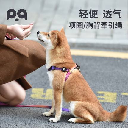 狗狗项圈牵引绳背心式狗绳胸背带小型犬遛狗绳可调节狗链子