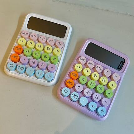 彩色计算器柔性键盘大学生可爱小学用计算机办公会计用便携高颜值